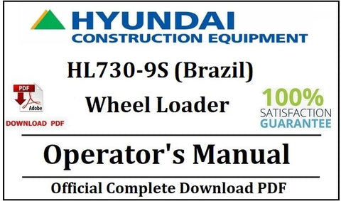 Hyundai HL730-9S (Brazil) Wheel Loader Operator's Manual Official Complete PDF Download