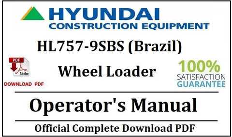Hyundai HL757-9SBS (Brazil) Wheel Loader Operator's Manual Official Complete PDF Download