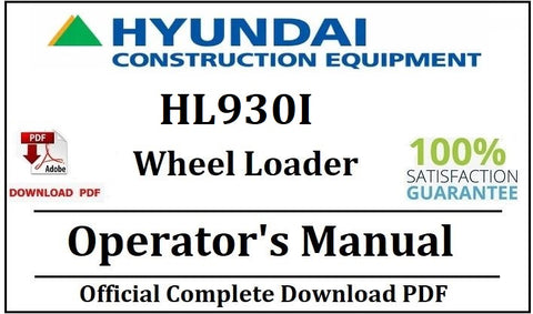 Hyundai HL930I Wheel Loader Operator's Manual Official Complete PDF Download
