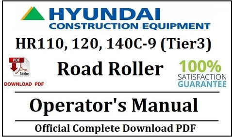 Hyundai HR110, 120, 140C-9 (Tier3) Road Roller Operator's Manual Official Complete PDF Download
