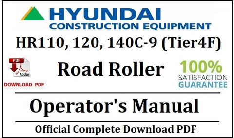 Hyundai HR110, 120, 140C-9 (Tier4F) Road Roller Operator's Manual Official Complete PDF Download