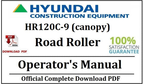 Hyundai HR120C-9 (canopy) Road Roller Operator's Manual Official Complete PDF Download
