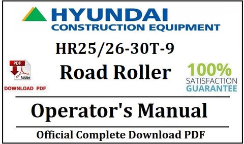 Hyundai HR25/26-30T-9 Road Roller Operator's Manual Official Complete PDF Download
