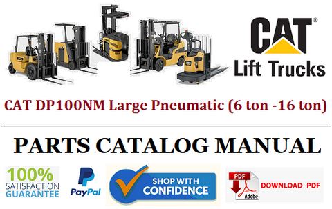 Parts Catalog Manual - (Caterpillar) CAT DP100NM Large Pneumatic (6 ton -16 ton) Forklift Truck Official PDF Download