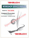Takeuchi TB138FR Compact Excavator Workshop Service Manual