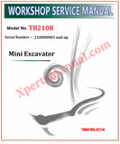 Takeuchi TB210R Mini Excavator Workshop Service Manual 