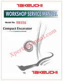 Takeuchi TB35S Compact Excavator Workshop Service Manual