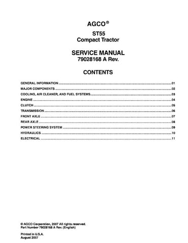 Instant Download AGCO ST55 Compact Tractor Service Repair Manual
