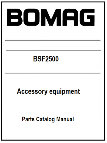 BOMAG BSF2500 Accessory equipment PDF Parts Catalog Manual