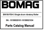 BOMAG BW156 PDH-3 Single drum vibratory Roller PDF Parts Catalog Manual SN:- 101580020101-101580021034