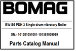 BOMAG BW156 PDH-3 Single drum vibratory Roller PDF Parts Catalog Manual SN:- 101581051001-101581059999