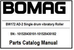 BOMAG BW172 AD-2 Single drum vibratory Roller PDF Parts Catalog Manual SN:- 101520430101-101520430182
