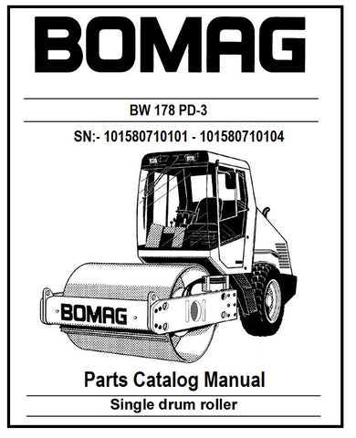 BOMAG BW 178 PD-3 Single drum vibratory Roller PDF Parts Catalog Manual SN:- 101580710101 - 101580710104