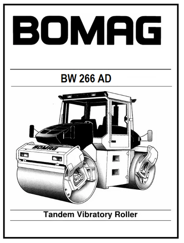 BOMAG BW 266 AD Tandem vibratory Roller PDF Parts Catalog Manual SN:- 901D20901008 - 901D20909999