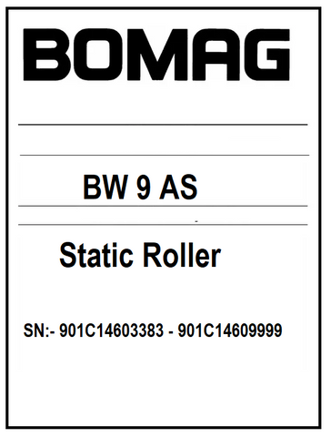 BOMAG BW 9 AS Static Roller PDF Parts Catalog Manual SN:- 901C14603383 - 901C14609999