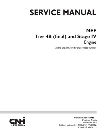 CNH NEF Tier 4B Final and Stage IV Engine Service Repair Manual PDF Download
