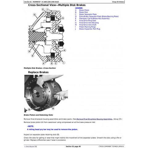 CTM150 COMPONENT TECHNICAL MANUAL - JOHN DEERE TEAMMATE III 1000, 1200 AND 1400 SERIES INBOARD PLANETARY AXLES DOWNLOAD