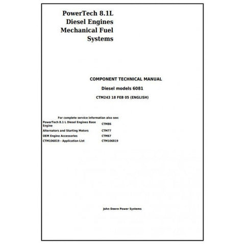 CTM243 COMPONENT TECHNICAL MANUAL - POWERTECH 6081 DIESEL ENGINES MECHANICAL FUEL SYSTEMS DOWNLOAD