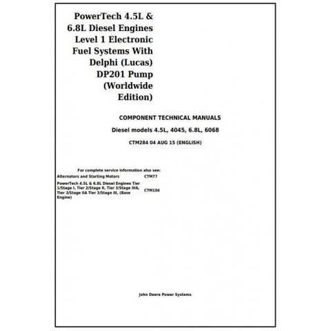 CTM284 COMPONENT TECHNICAL MANUAL - POWERTECH 4.5L & 6.8L DIESEL ENGINES LEV.1 ELECTRONIC FUEL SYSTEM W.DP201 PUMP DOWNLOAD