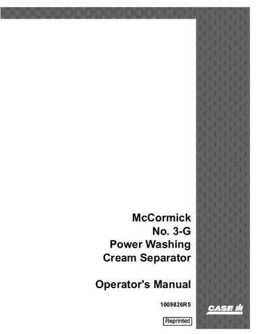 Case IH Power Washing Cream Separator McCormick 3 - G 3G Operator`s Manual 1009826R5 Download