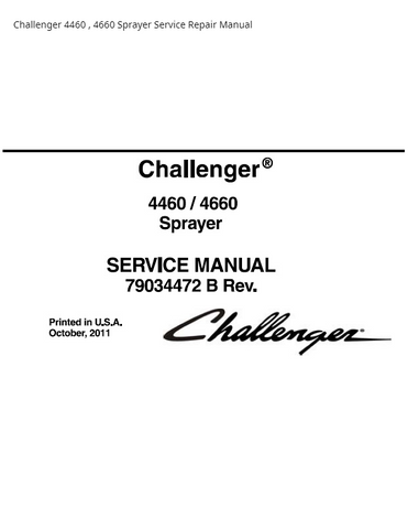 Challenger 4460 4660 Sprayer PDF DOWNLOAD Service Repair Manual