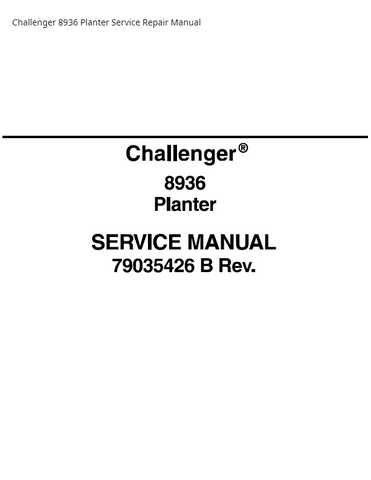 Challenger 8936 Planter PDF DOWNLOAD Service Repair Manual