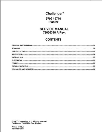 Challenger 9792 9776 Planter PDF Download Service Repair Manual