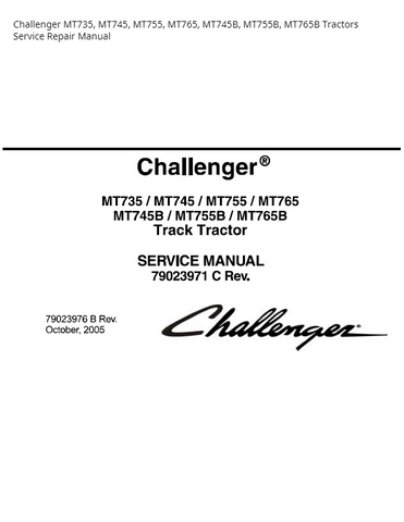 Challenger MT735 MT745 MT755 MT765 MT745B MT755B MT765B Tractors PDF DOWNLOAD Service Repair Manual
