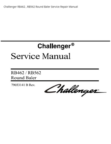 Challenger RB462 RB562 Round Baler PDF DOWNLOAD Service Repair Manual