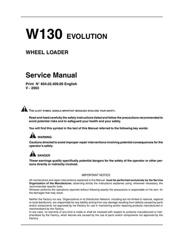 Fiat Kobelco W110 Evolution Wheel Loader Best PDF Workshop Service Repair Manual