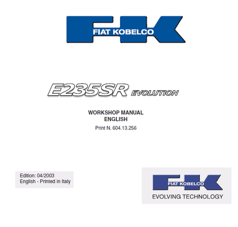 Fiat-Kobelco E235SR Evolution Excavator Best PDF Service Repair Manual