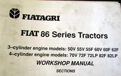 FiatAgri 86 Series (50V, 55V, 55F, 60V, 60F, 62F, 70V, 72F, 72LP, 82F, 82LP) Tractors Best PDF Workshop Manual