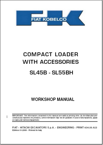 Fiat Kobelco SL45B – SL55BH Compact Loader Best PDF Workshop Repair Manual