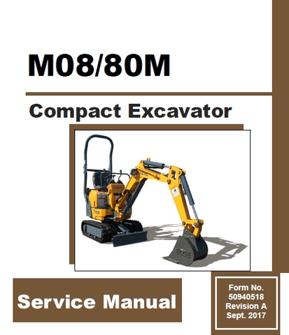 Gehl M08/80M Compact Excavator PDF Service Repair Manual