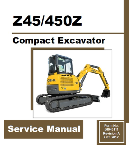 Gehl Z45-450Z Compact Excavator PDF Service Repair Manual