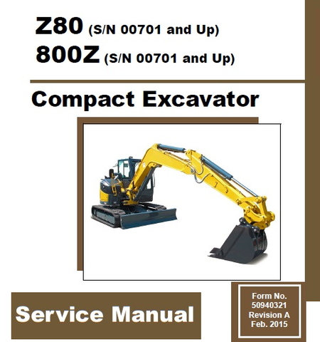 Gehl Z80 & 800Z Compact Excavator PDF Service Repair Manual