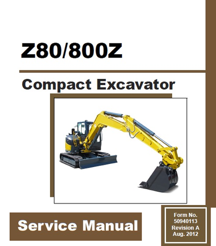 Gehl Z80/800Z Compact Excavator PDF Service Repair Manual