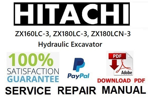 Hitachi ZX160LC-3, ZX180LC-3, ZX180LCN-3 Hydraulic Excavator Service Repair Manual