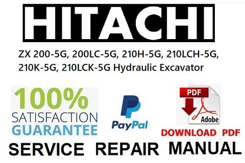 Hitachi ZX 200-5G, 200LC-5G, 210H-5G, 210LCH-5G, 210K-5G, 210LCK-5G Hydraulic Excavator Service Repair Manual