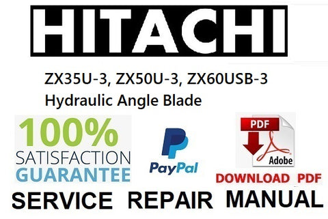 Hitachi ZX35U-3, ZX50U-3, ZX60USB-3 Hydraulic Angle Blade PDF Service Repair Manual