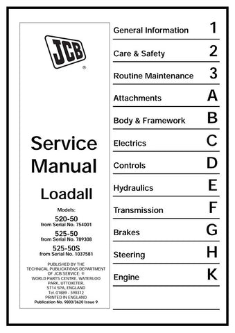 JCB 520-50, 525-50, 525-50S Loadall BEST PDF Service Repair Manual