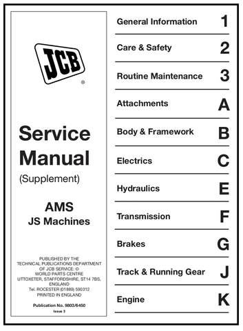 JCB AMS JS Machines (Supplement) BEST PDF Service Repair Manual