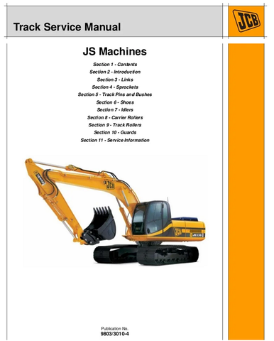 JCB JS Machines Track BEST PDF Service Repair Manual