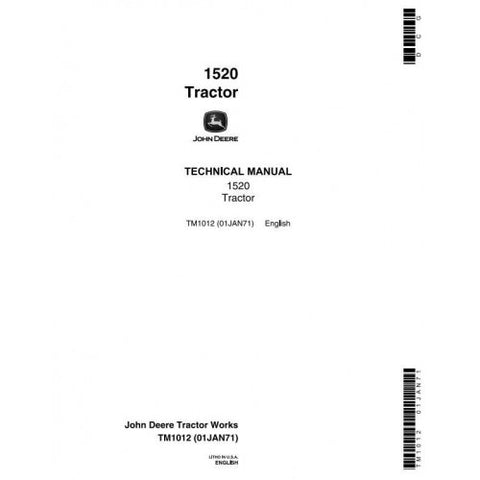 TM1012 SERVICE REPAIR TECHNICAL MANUAL - JOHN DEERE 1520 UTILITY TRACTORS DOWNLOAD