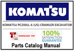 KOMATSU PC200LL-6 (US) CRAWLER EXCAVATOR PDF PARTS CATALOG MANUAL SN A85001-UP