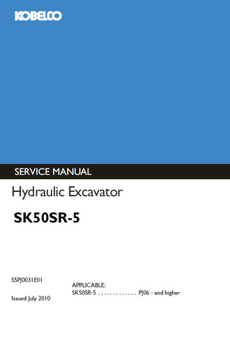 Kobelco SK50SR-5 Hydraulic Excavator BEST PDF Service Repair Manual