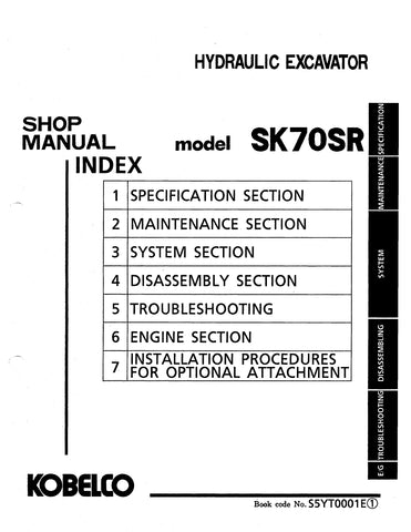 Kobelco SK70SR Crawler Excavator BEST PDF Service Repair Shop Manual (YT00101～)