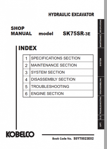 Kobelco SK75SR-3E Hydraulic Excavator BEST PDF Service Repair Manual