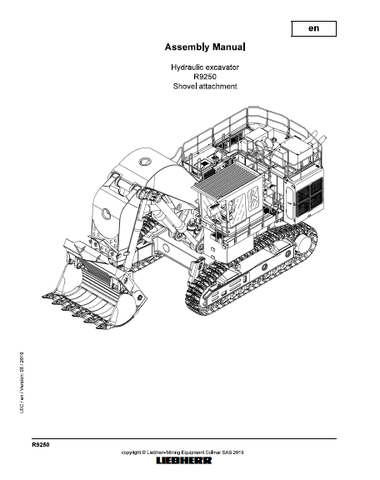 Liebherr Mining Excavator R9250 shovel Assembly Manual BEST PDF
