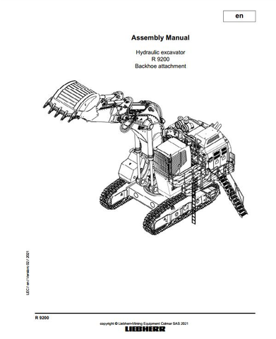 Liebherr Mining Hydraulic Excavator R9200 Backhoe Assembly Manual BEST PDF